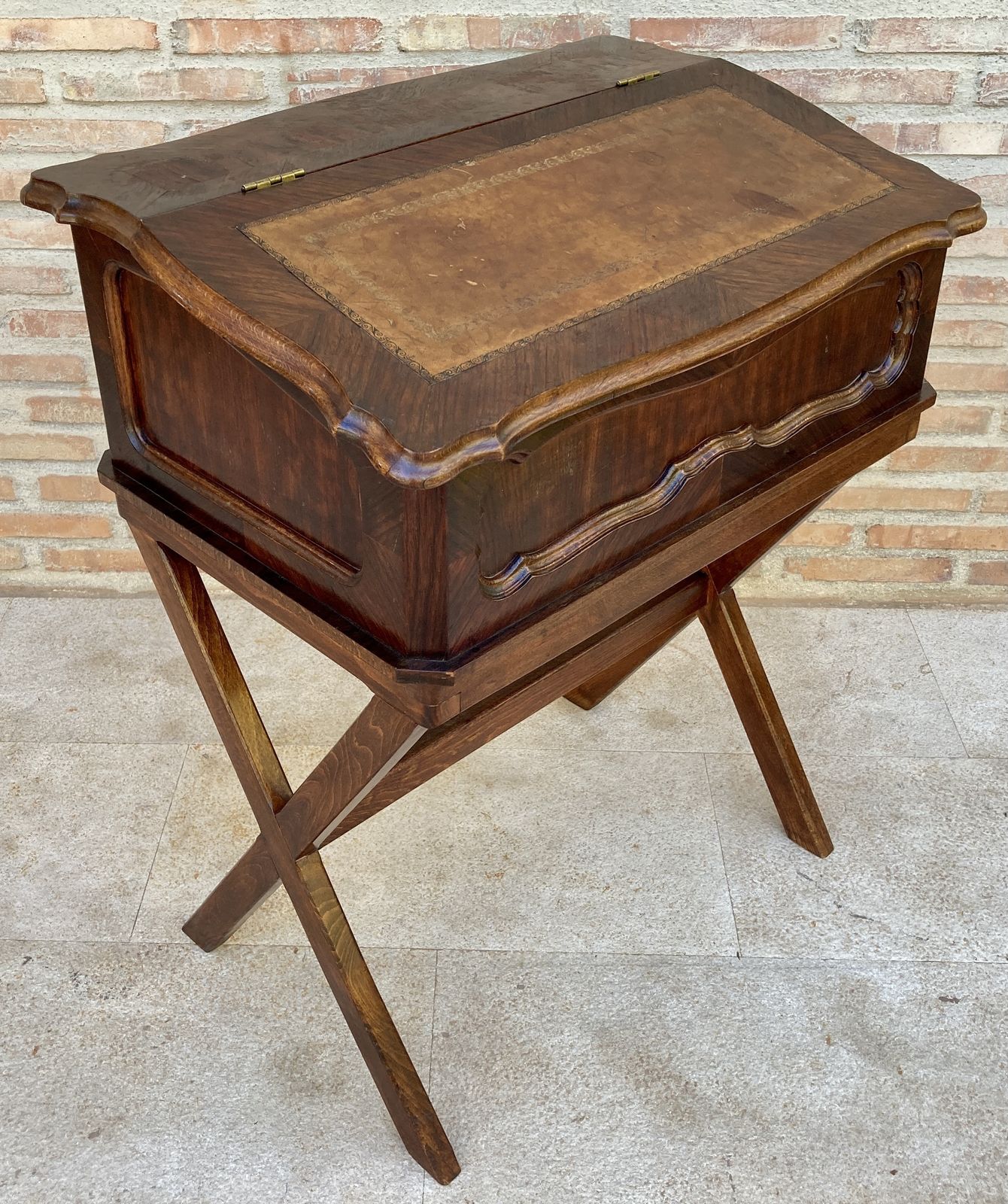 photo for sale Early 20th Century Walnut & Leather Secretary Desk