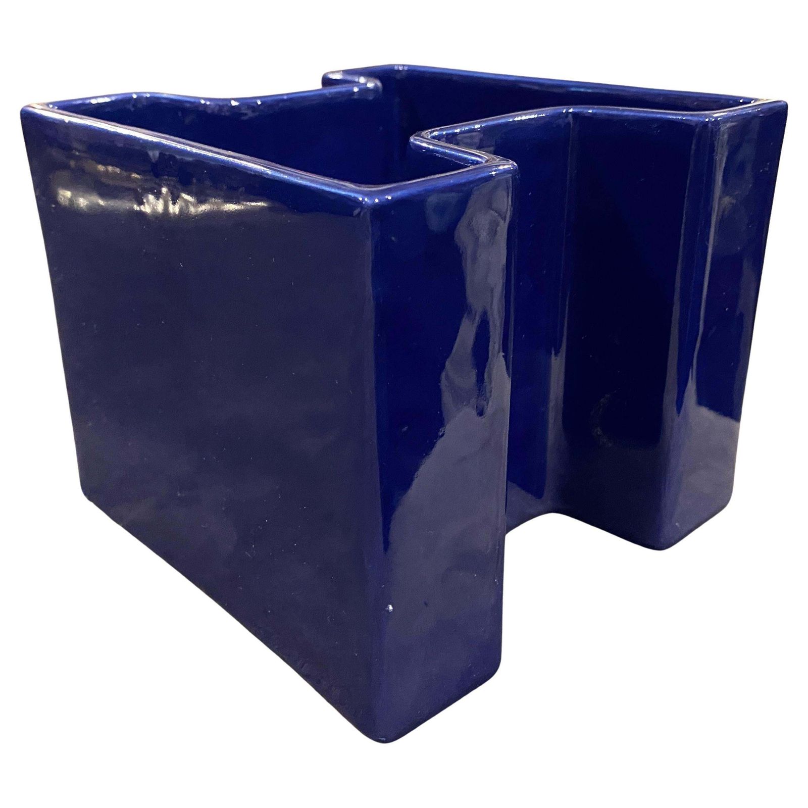 1969 Space Age Blue Vetrochina Italian Vase