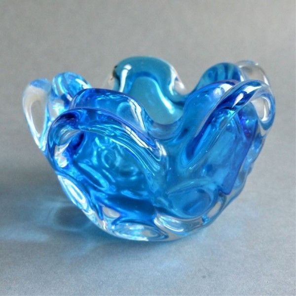 Glass Ashtray From Bohemia. 1950   1960 photo Home Decor