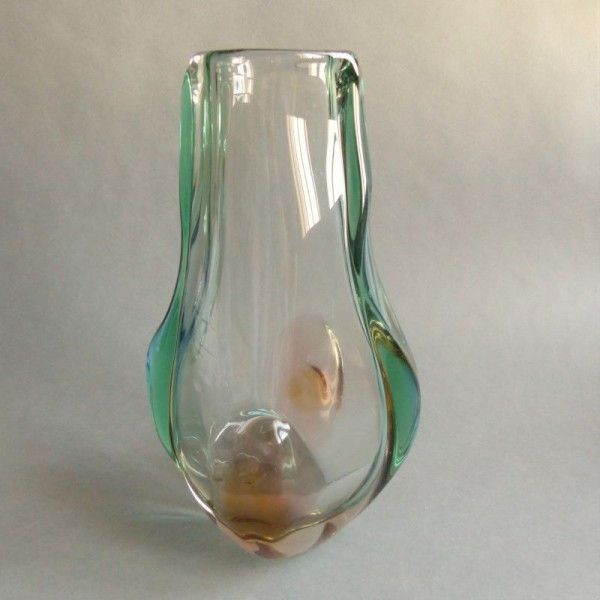 Glass Vase By Josef Hospodka For Chribsa Glas. 1950   1959 photo for sale