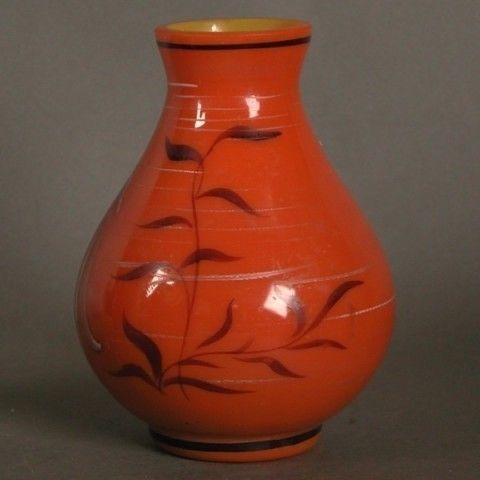 Art Nouveau Hand Painted Glass Vase. photo furniture