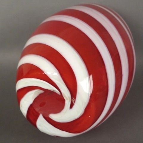 Big Red   White Murano Glass Vase. 1950   1959 photo for sale