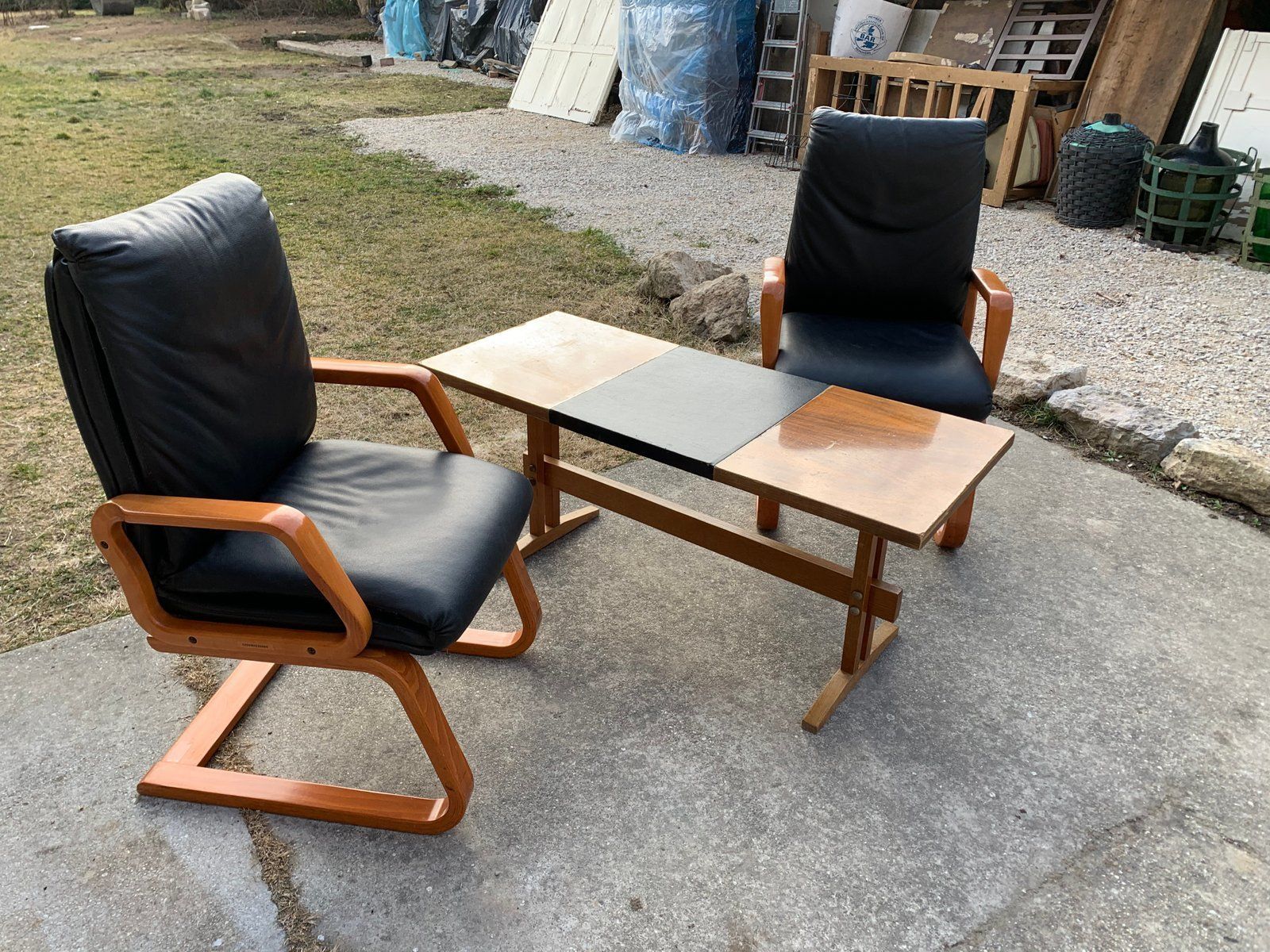 Mid Century Lounge Chairs And Table, 1960s, Set Of 2 photo Furniture
