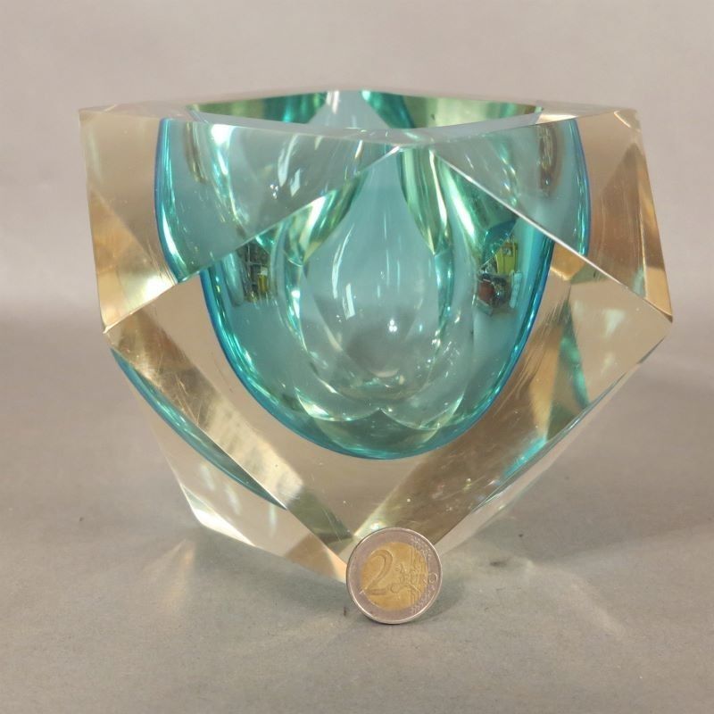 Faceted Murano Sommerso Glass Bowl By Flavio Poli 1950   1959 photo 435.0
