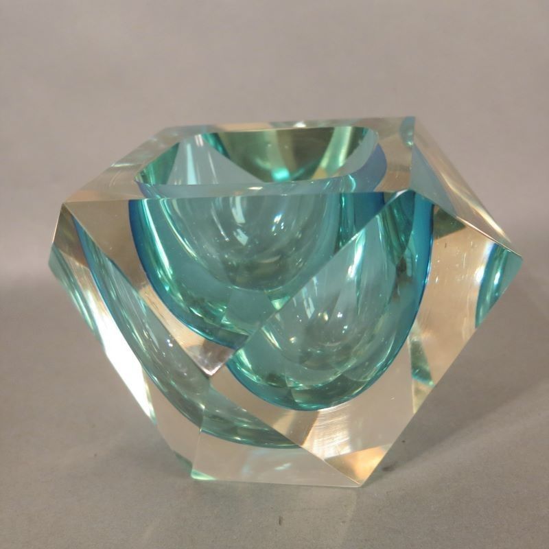 Faceted Murano Sommerso Glass Bowl By Flavio Poli 1950   1959 photo vinterior