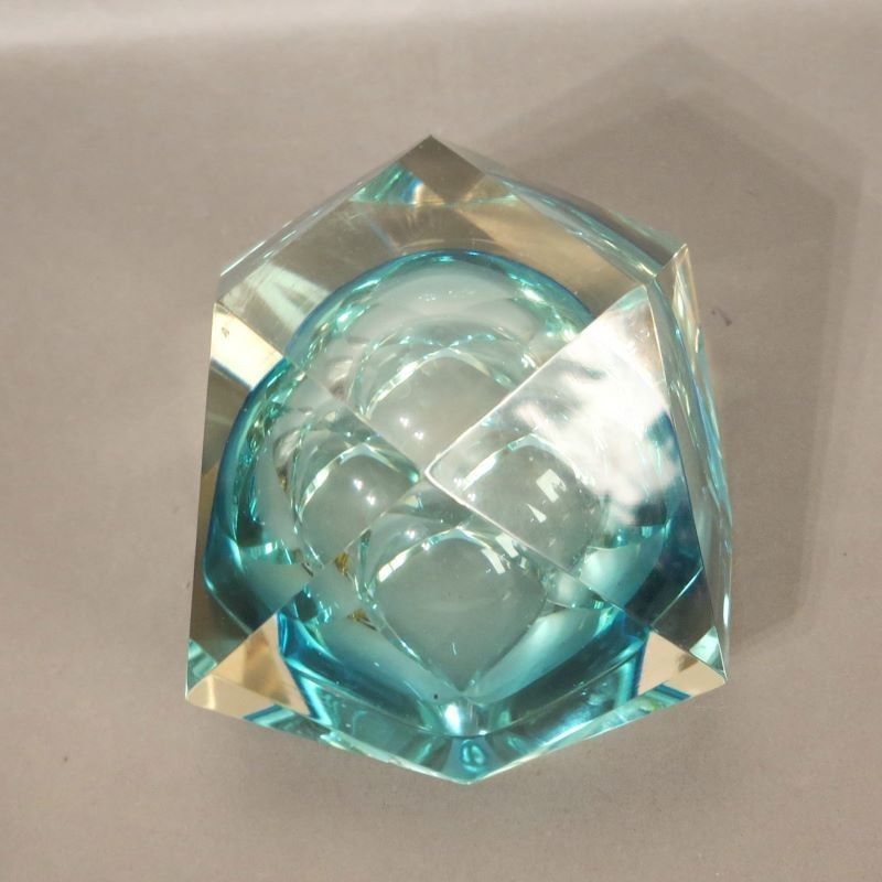 435.0 Faceted Murano Sommerso Glass Bowl By Flavio Poli 1950   1959 photo