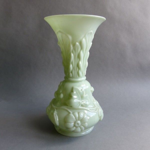 Large Light Green Art Nouveau Glass Vase. France 1900   1920