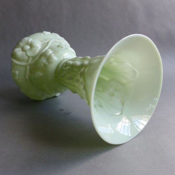 Large Light Green Art Nouveau Glass Vase. France 1900   1920 photo 262.0