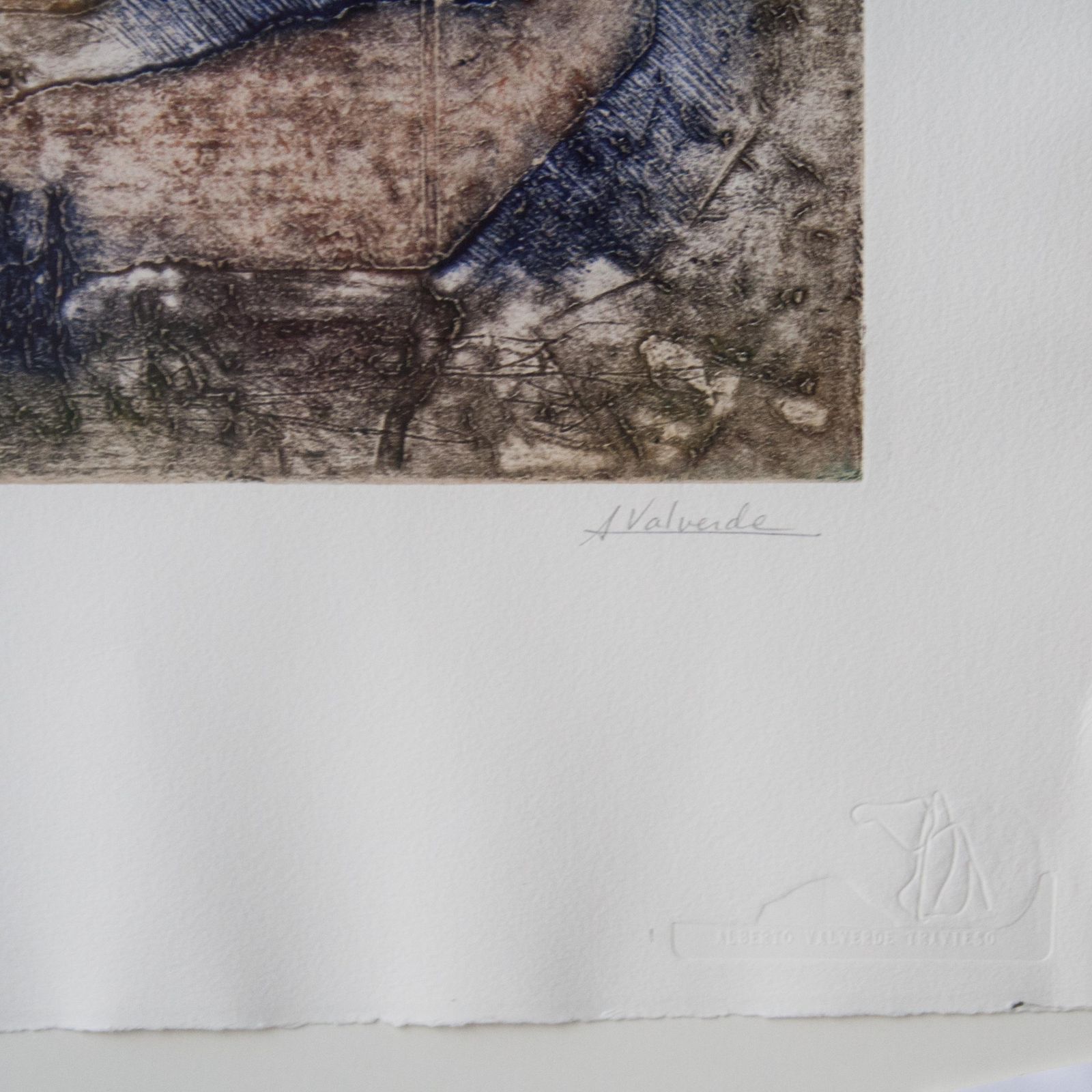 Midcentury Alberto Valverde Travieso Engraving On Paper Painting, Spain, 1960 photo vinterior