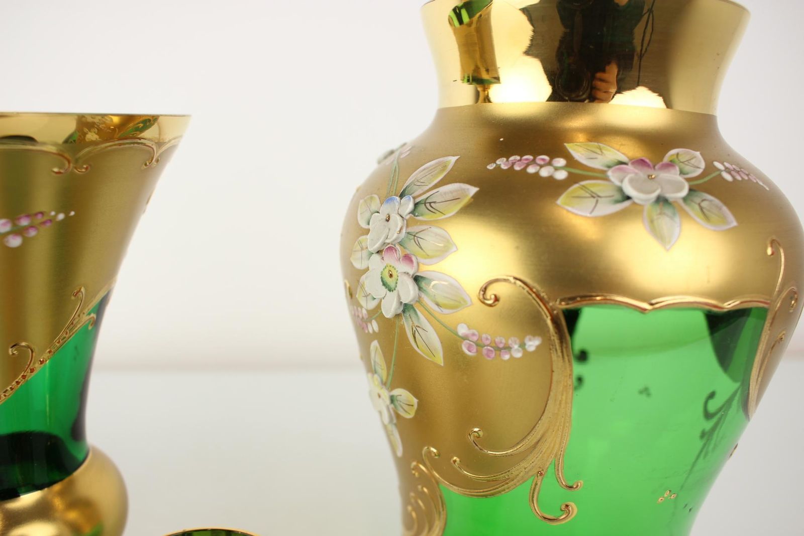 photo for sale Bohemia Glass Vase, High Enamel,Gold,1950s, Czechoslovakia