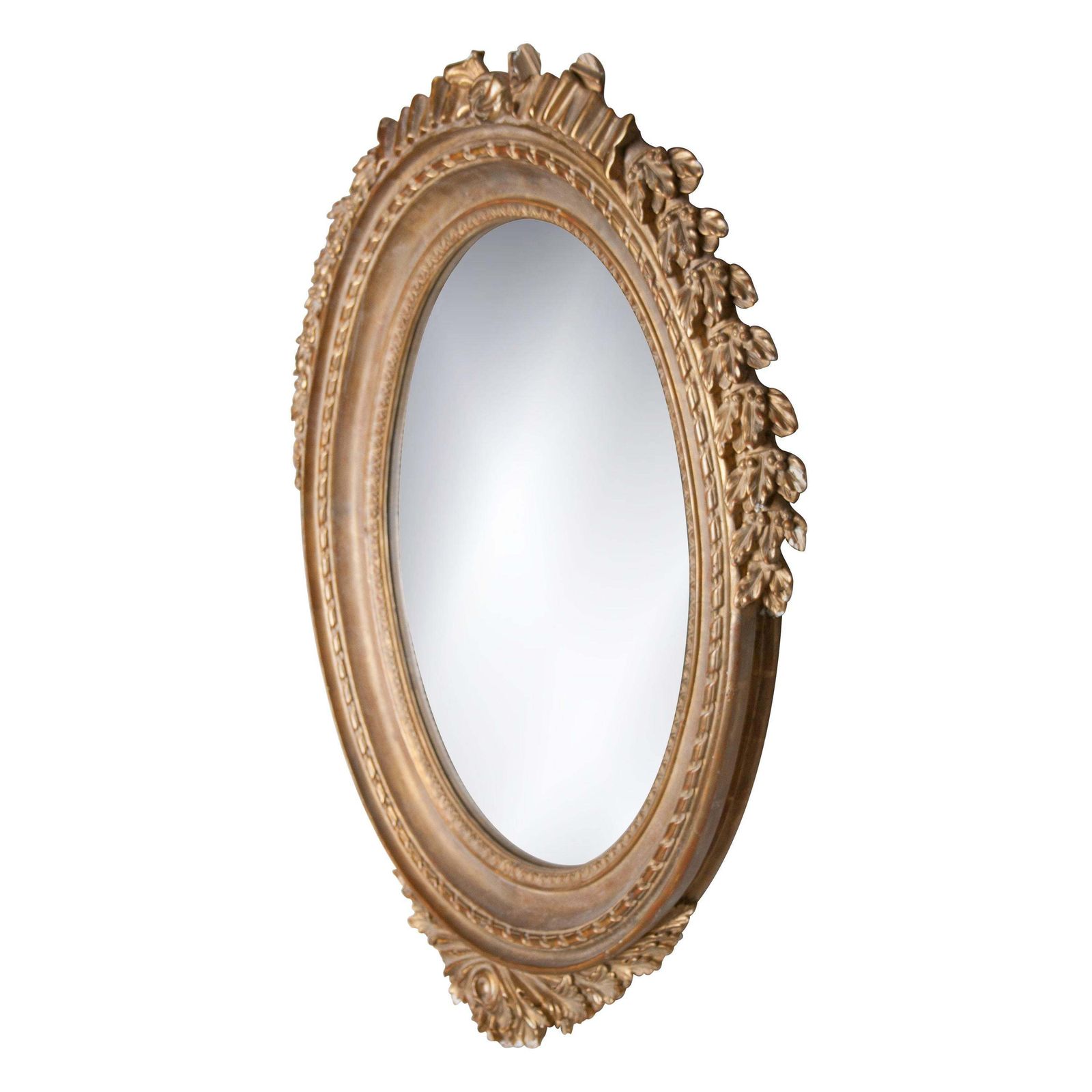 Neoclassical Regency Style Acanthus Gold Foil Hand Carved Wooden Mirror, 1970 photo furniture