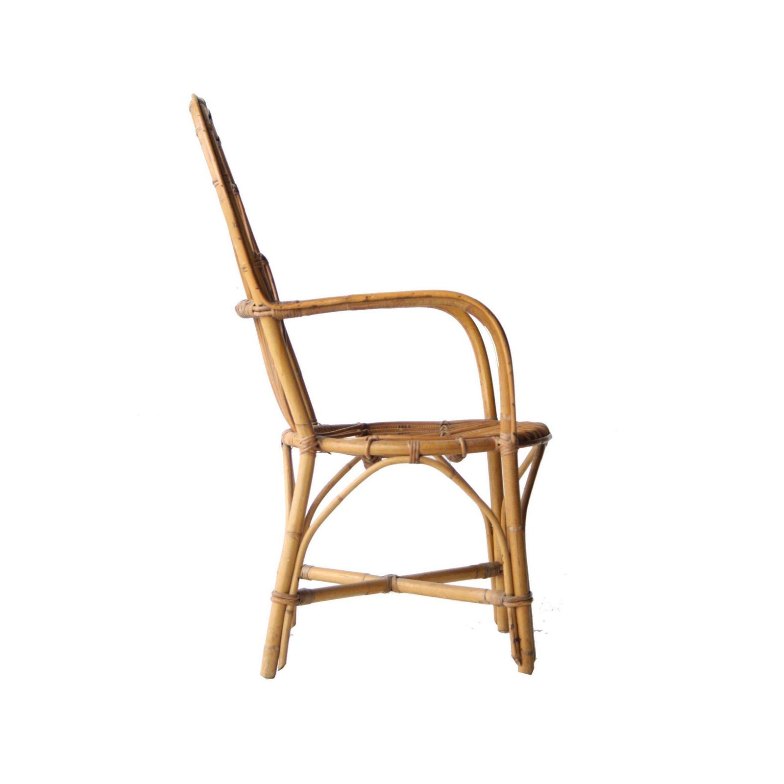 Midcentury Bamboo Wicker Pair Of Armchairs, France, 1970 photo 639.0