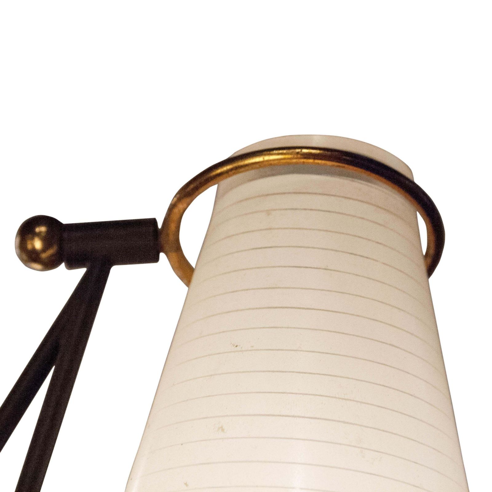 Mid Century Modern Circular Gold White Brass Glass Ceiling Lamp Italy, 1950 photo Lighting