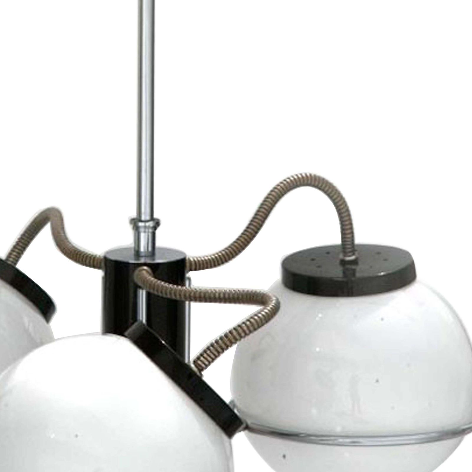 Gino Sarfatti Midcentury Chromed Steel Glass Suspension Lamp, Italy, 1970 photo for sale