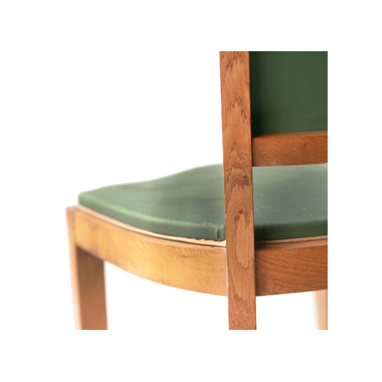 Art Deco Interwar Green Leatherette Wood Set Of Six French Chairs, France, 1940 photo furniture