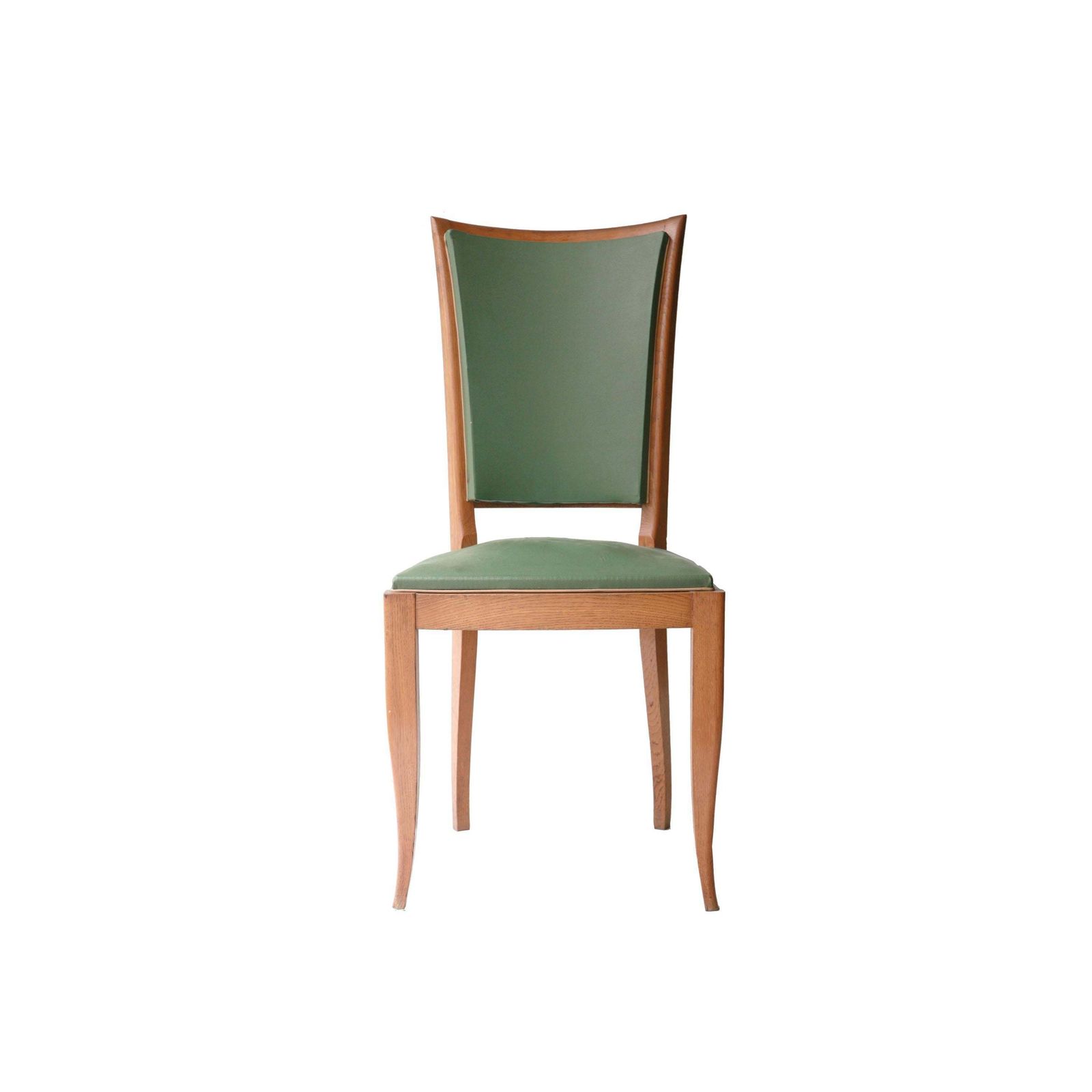 Art Deco Interwar Green Leatherette Wood Set Of Six French Chairs, France, 1940 photo buy