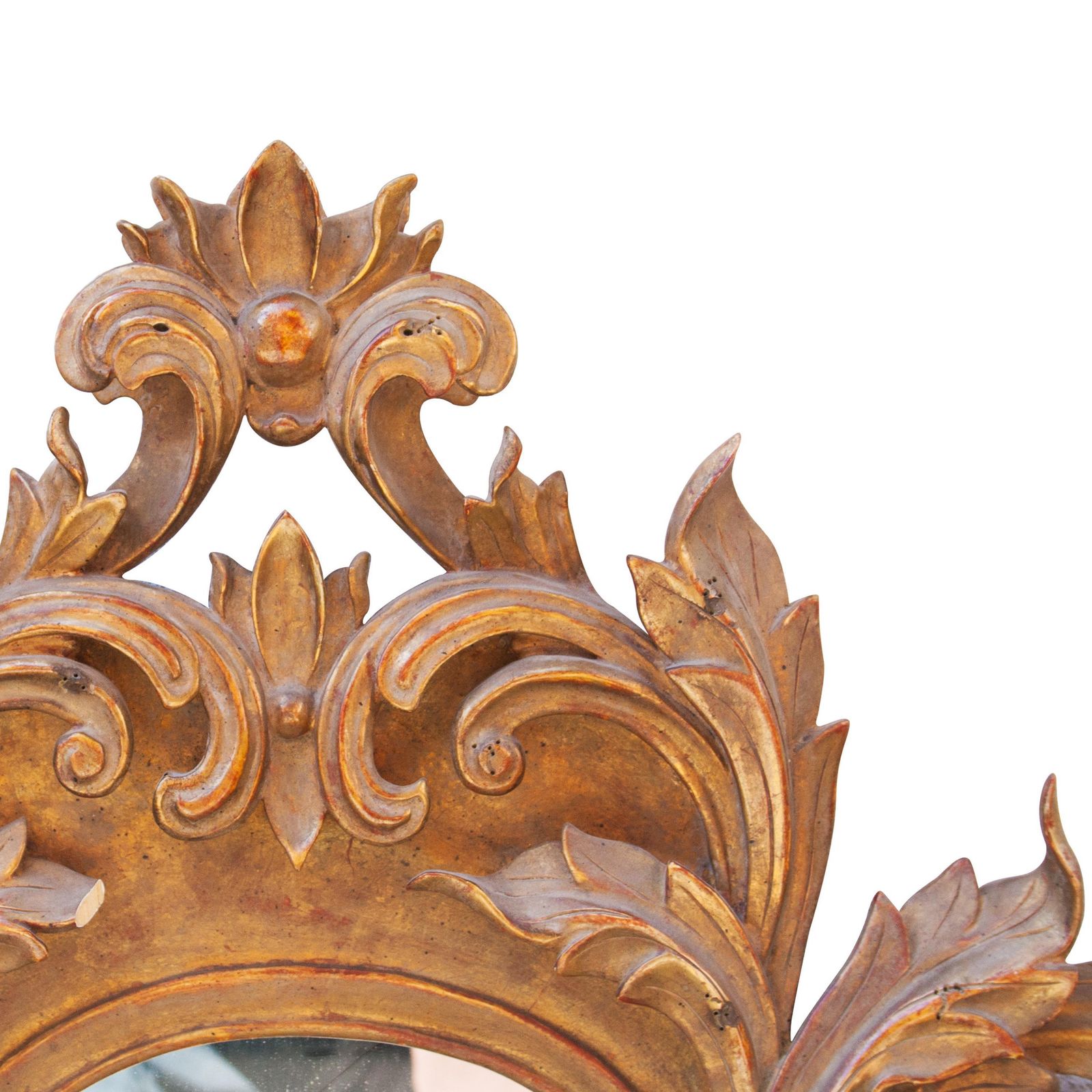 Neoclassical Baroque Acanthus Leaf Gold Foil Hand Carved Wooden Mirror photo for sale