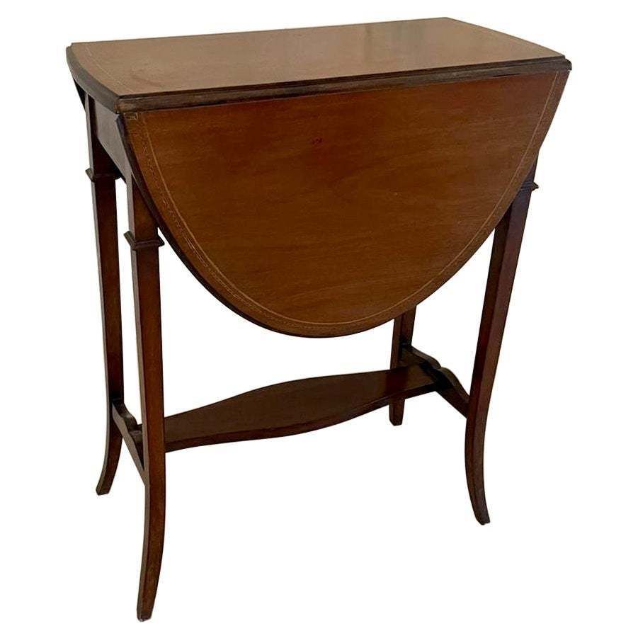 Antique Edwardian Quality Mahogany Inlaid Lamp Table
