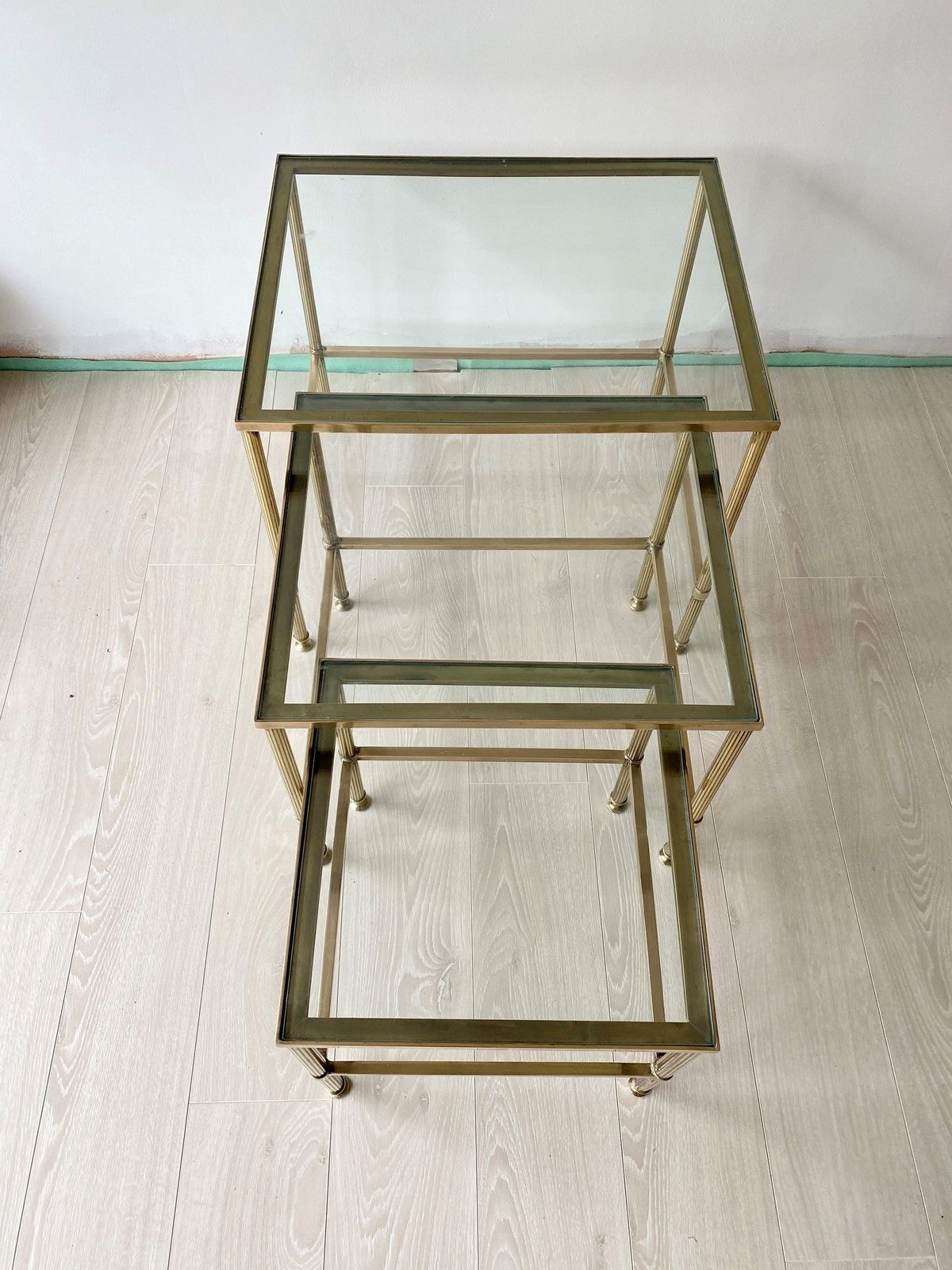 Quality Nest Of Brass Tables, 1980s photo vintage