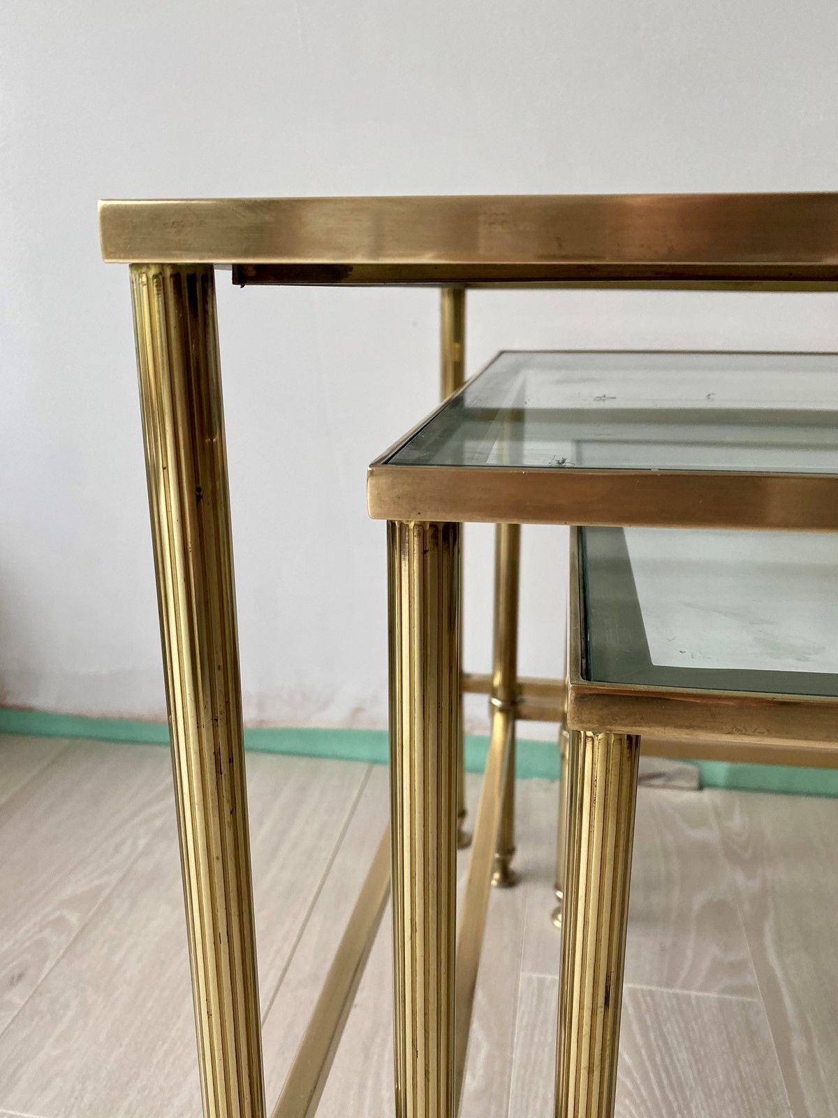 photo furniture Quality Nest Of Brass Tables, 1980s