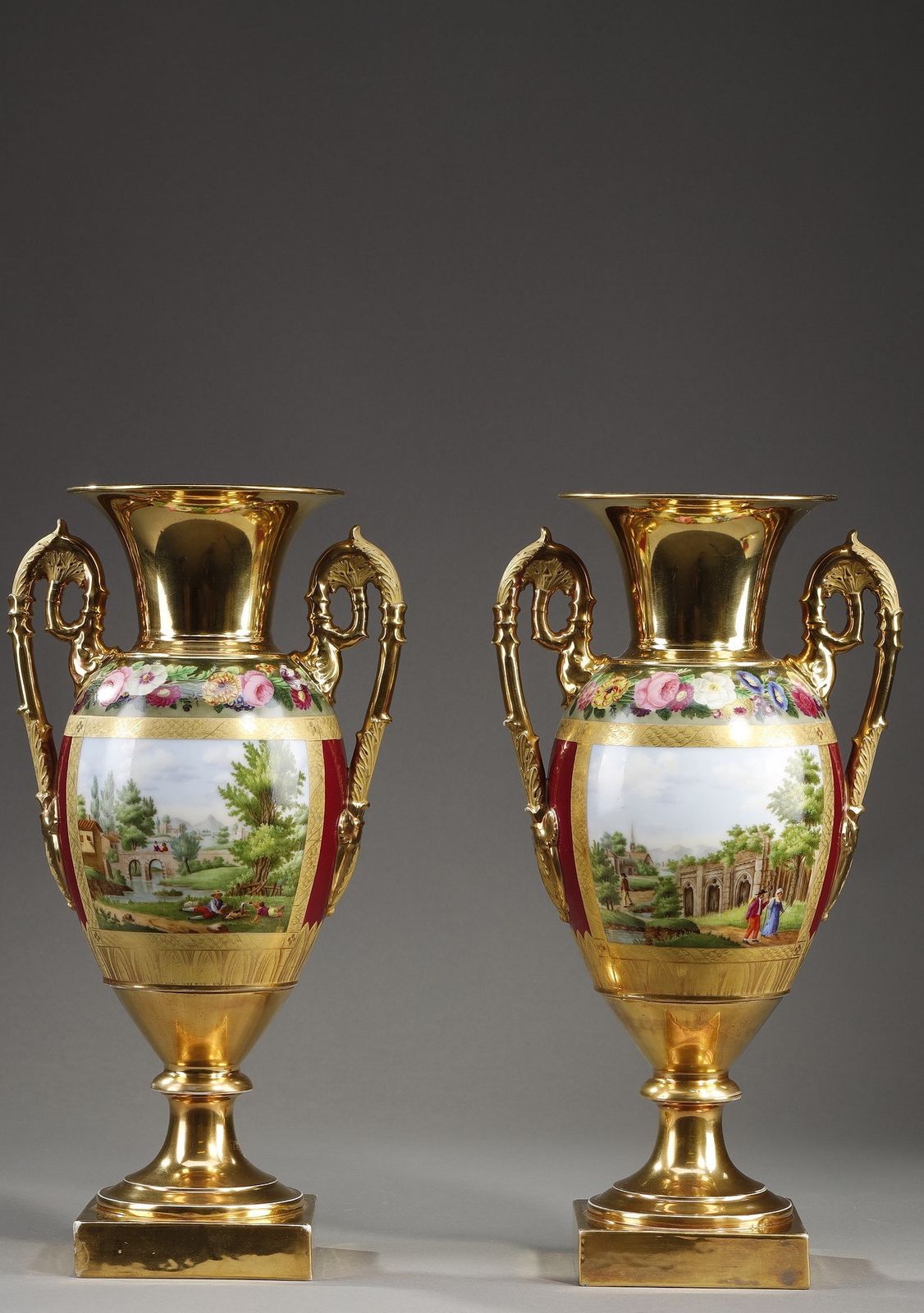 Restoration Period Pair Of Porcelain Vases photo furniture