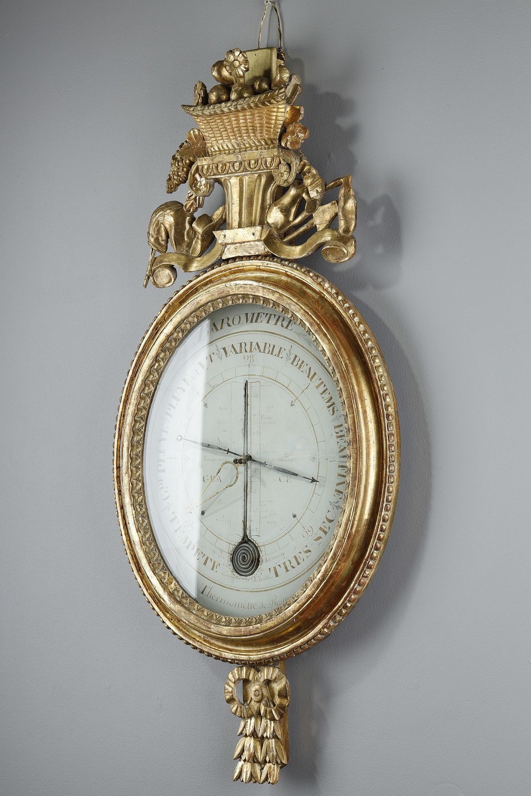 photo for sale Barometer Thermometer In Gilt Wood, Louis XVI Period