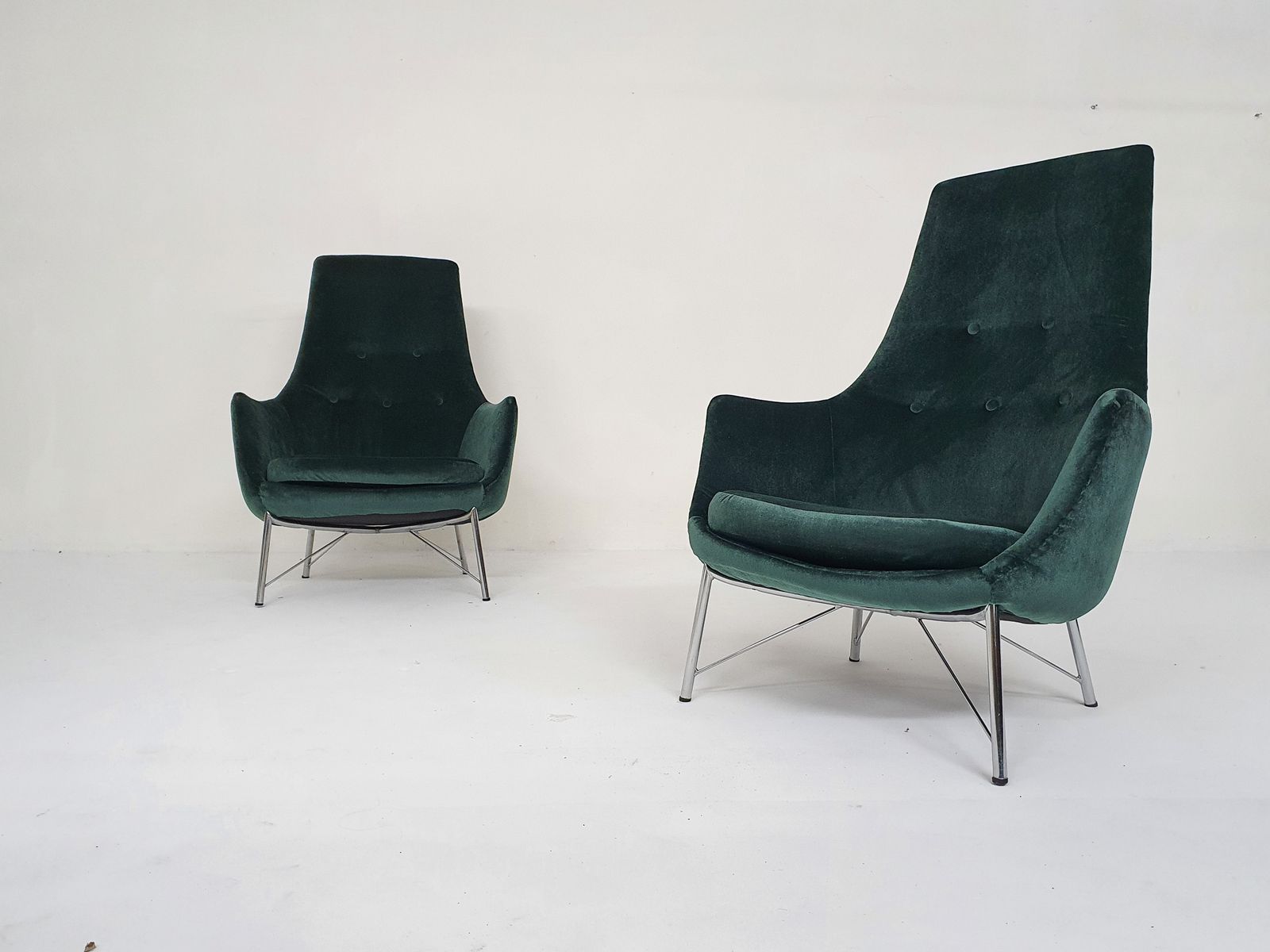 Karl Ekselius Voor Pastoe Fm31 Fluwelen Loungestoelen, Nederland 1959