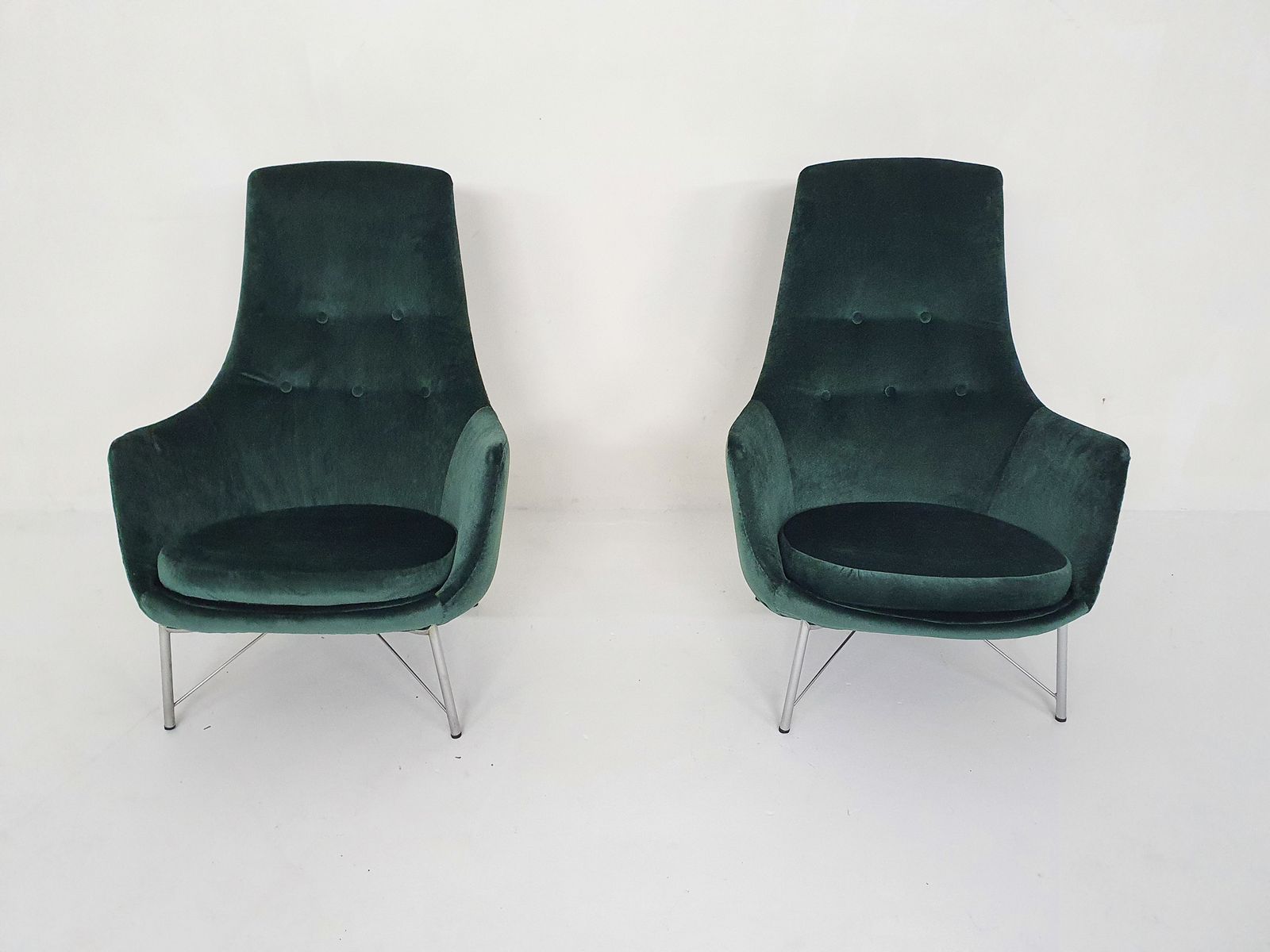 Karl Ekselius Voor Pastoe Fm31 Fluwelen Loungestoelen, Nederland 1959 photo 2308.8