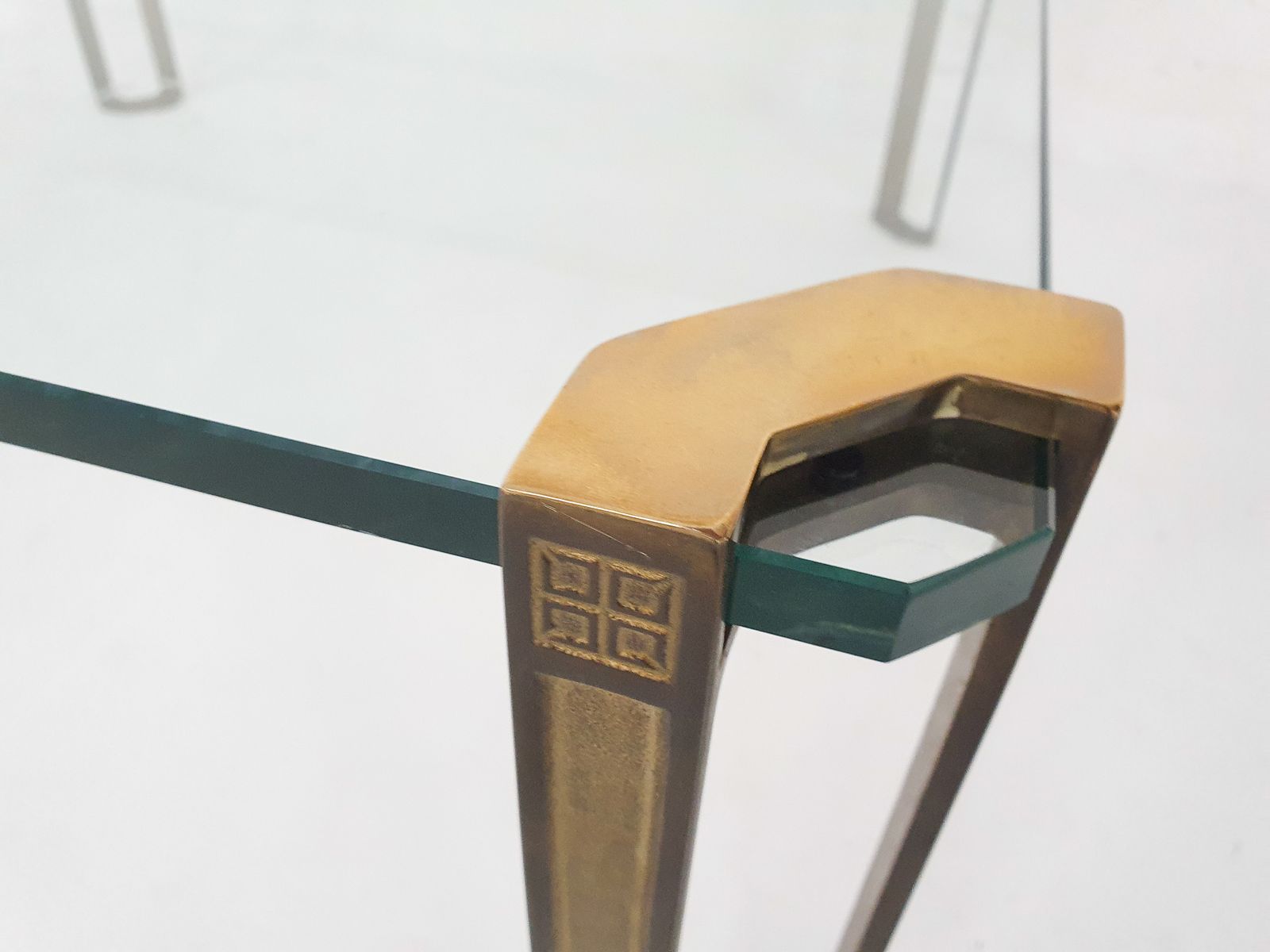 Peter Ghyczy For Ghyczy Brass And Glass Square Coffee Table, 1970's photo 1185.6