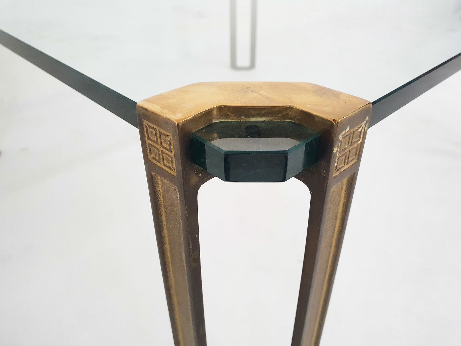 Peter Ghyczy For Ghyczy Brass And Glass Square Coffee Table, 1970's photo vinterior