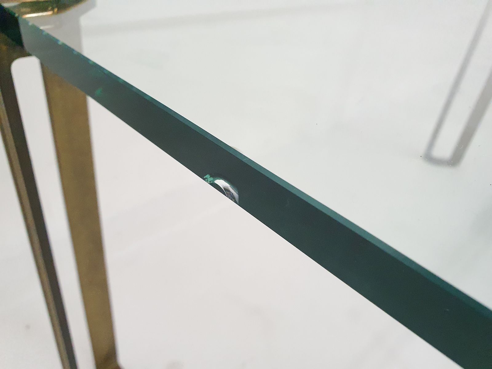 Peter Ghyczy For Ghyczy Brass And Glass Square Coffee Table, 1970's photo vintage