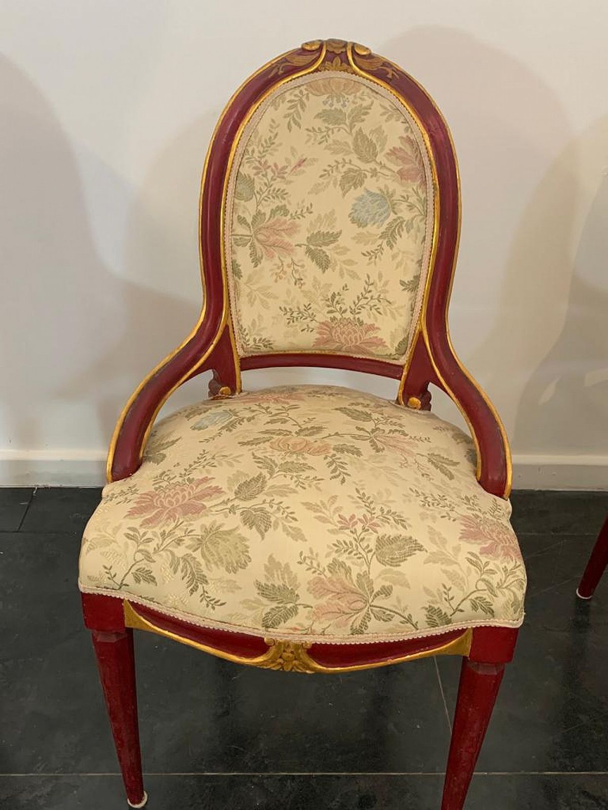 4 Lacquered Art Deco Tea Chairs With Gold Leaf Details, 1930s photo vinterior