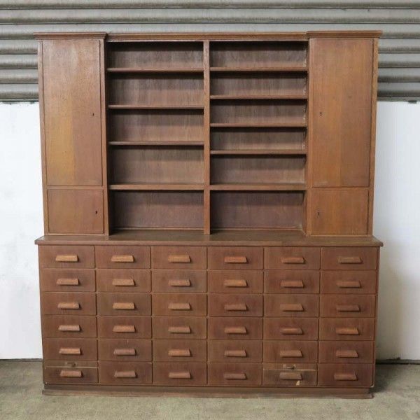 Antique Pharmacy Cabinet With 45 Drawers 1900   1920 photo furniture