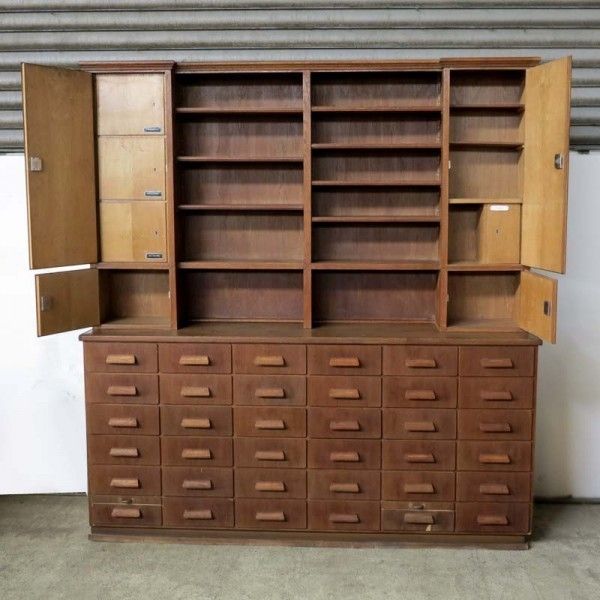 Antique Pharmacy Cabinet With 45 Drawers 1900   1920 photo buy