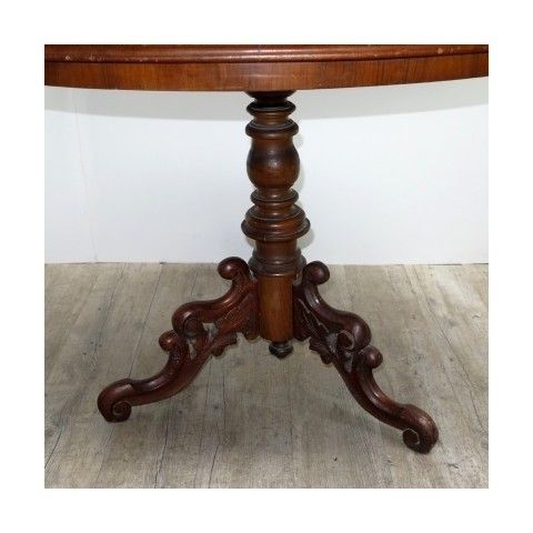 Antique Table With Carved Base And A Burl Veneer 1850   1880 photo 607.0
