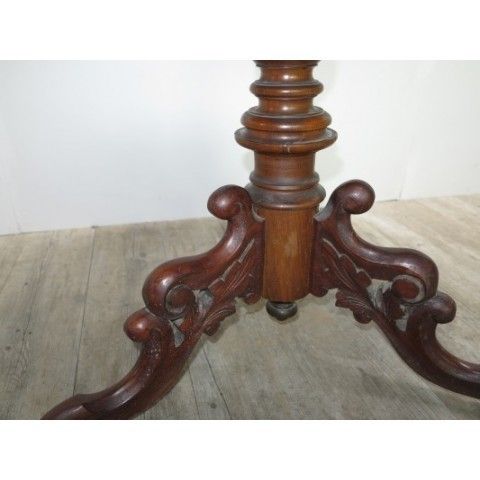 Antique Table With Carved Base And A Burl Veneer 1850   1880 photo vinterior