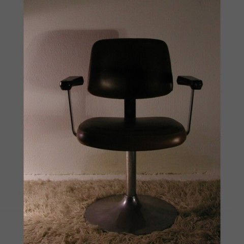 Barber Chair Faux Leather With Aluminum Base. 1950   1955 photo vintage