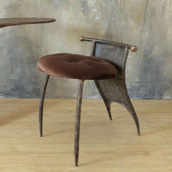 Brutalist Metal Coat Rack With Side Chair 1950   1960 photo buy