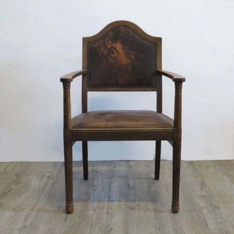Art Nouveau Chair Wit Armrest And Leather Areas 1900   1910. photo for sale