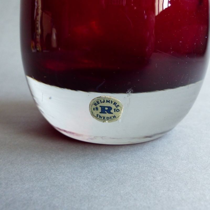 Red Glass Vase From Reijmyre Sweden. 1950   1959 photo for sale