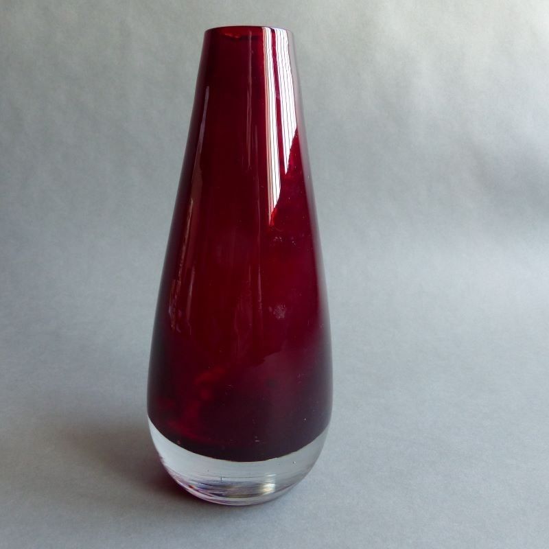 Red Glass Vase From Reijmyre Sweden. 1950   1959 photo Home Decor