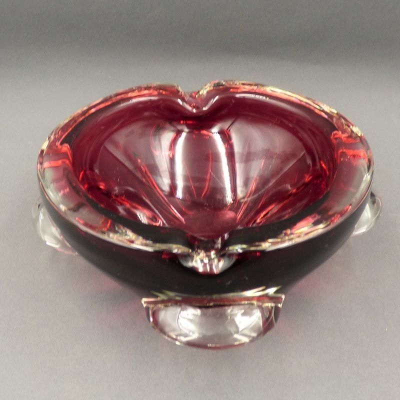 Red Murano Glass Ashtray. Italy 1950   1959