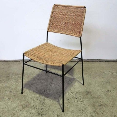 Rattan And Metal Side Chair. Drahtwerke Erlau photo vintage