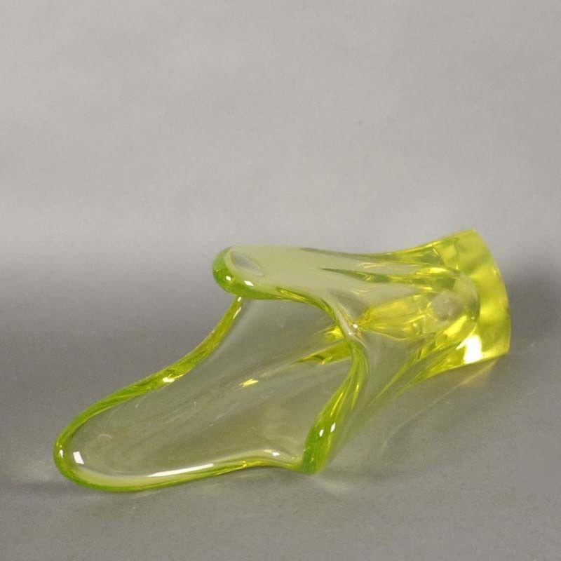 Yellow Green French Glass Vase From Vallerysthal. 1950 1959 photo 304.0