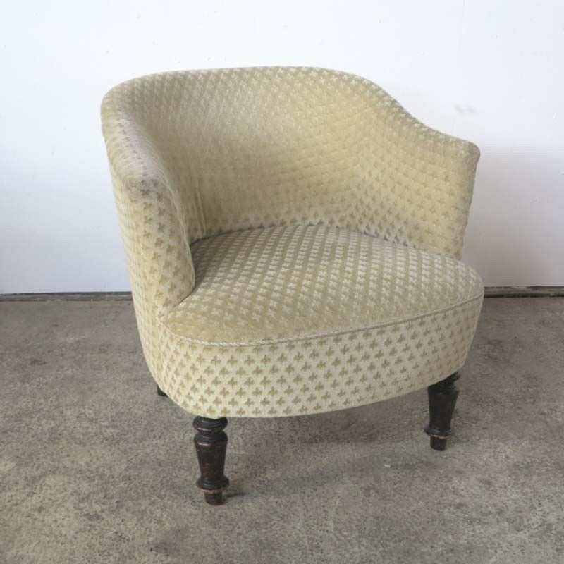 Antique Armchair With Fleur De Lys Upholstery. 1850   1880