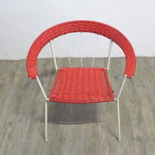 German Vintage Garden Chairs In Red & Green 1950 1960 photo for sale