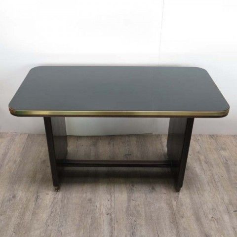Glass Table With Black Glass Top 1950   1955. photo Furniture
