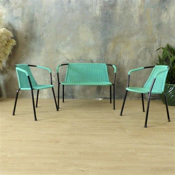 Green Seating Group Made Of Tubular Steel And Plastic  1960   1970 photo furniture