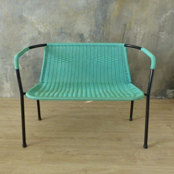 Green Seating Group Made Of Tubular Steel And Plastic  1960   1970 photo vintage