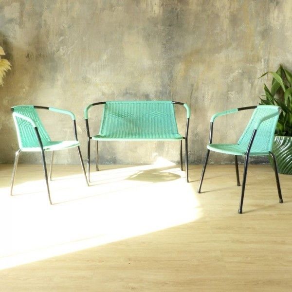 photo vinterior Green Seating Group Made Of Tubular Steel And Plastic  1960   1970